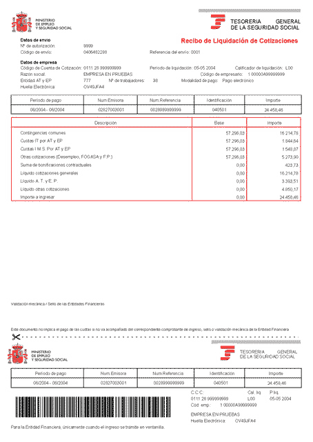Example of Contribution Payment Receipt that includes details of the period, type and amount, among other information.