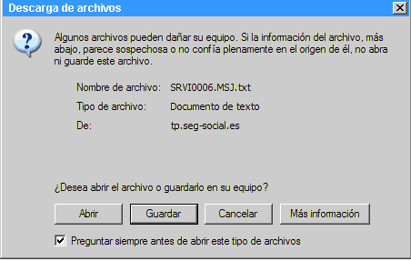 Aviso descarga de archivos