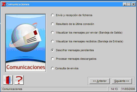 Pantalla de Comunicaciones de WinSuite32