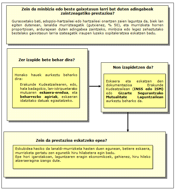 Minbizia edo beste gaixotasun larri bat duten adingabeak zaintzeagatiko prestazioaren prozedura.