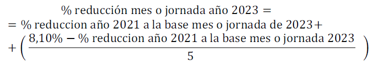 Fórmula a aplicar para bases mensuales de cotización.